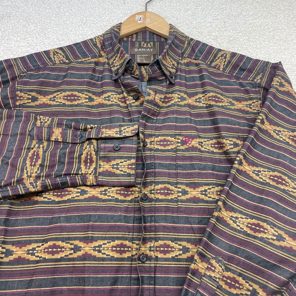 Ariat Button Down Men L Multi Fletcher Classic LS Shirt Southwestern 10041747